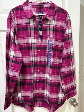 GAP Men’s Fuchsia Plaid Button-Down Shirt